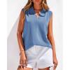 imageBTFBM Tank Top for Women 2026 Summer Satin V Neck Pleated Sleeveless Blouses Dressy Casual Work Business Casual OutfitsBlue