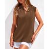 imageBTFBM Tank Top for Women 2026 Summer Satin V Neck Pleated Sleeveless Blouses Dressy Casual Work Business Casual OutfitsBrown