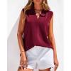 imageBTFBM Tank Top for Women 2026 Summer Satin V Neck Pleated Sleeveless Blouses Dressy Casual Work Business Casual OutfitsBurgundy