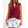 imageBTFBM Tank Top for Women 2026 Summer Satin V Neck Pleated Sleeveless Blouses Dressy Casual Work Business Casual OutfitsBurgundy