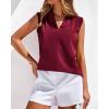imageBTFBM Tank Top for Women 2026 Summer Satin V Neck Pleated Sleeveless Blouses Dressy Casual Work Business Casual OutfitsBurgundy