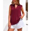 imageBTFBM Tank Top for Women 2026 Summer Satin V Neck Pleated Sleeveless Blouses Dressy Casual Work Business Casual OutfitsBurgundy