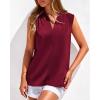 imageBTFBM Tank Top for Women 2026 Summer Satin V Neck Pleated Sleeveless Blouses Dressy Casual Work Business Casual OutfitsBurgundy