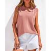 imageBTFBM Tank Top for Women 2026 Summer Satin V Neck Pleated Sleeveless Blouses Dressy Casual Work Business Casual OutfitsGrey Pink