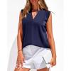 imageBTFBM Tank Top for Women 2026 Summer Satin V Neck Pleated Sleeveless Blouses Dressy Casual Work Business Casual OutfitsNavy Blue