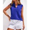 imageBTFBM Tank Top for Women 2026 Summer Satin V Neck Pleated Sleeveless Blouses Dressy Casual Work Business Casual OutfitsRoyal Blue