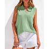 imageBTFBM Tank Top for Women 2026 Summer Satin V Neck Pleated Sleeveless Blouses Dressy Casual Work Business Casual OutfitsSage Green