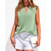 imageBTFBM Tank Top for Women 2026 Summer Satin V Neck Pleated Sleeveless Blouses Dressy Casual Work Business Casual OutfitsSage Green
