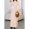 imageBTFBM Womens Dresses Long Sleeve Turtle Neck Stretchy Knit Long Maxi Semi Formal Party Fall Wedding Guest Dress 2025Apricot