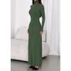 imageBTFBM Womens Dresses Long Sleeve Turtle Neck Stretchy Knit Long Maxi Semi Formal Party Fall Wedding Guest Dress 2025Army Green