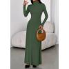 imageBTFBM Womens Dresses Long Sleeve Turtle Neck Stretchy Knit Long Maxi Semi Formal Party Fall Wedding Guest Dress 2025Army Green