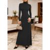 imageBTFBM Womens Dresses Long Sleeve Turtle Neck Stretchy Knit Long Maxi Semi Formal Party Fall Wedding Guest Dress 2025Black
