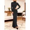 imageBTFBM Womens Dresses Long Sleeve Turtle Neck Stretchy Knit Long Maxi Semi Formal Party Fall Wedding Guest Dress 2025Black