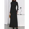 imageBTFBM Womens Dresses Long Sleeve Turtle Neck Stretchy Knit Long Maxi Semi Formal Party Fall Wedding Guest Dress 2025Black