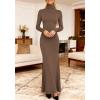imageBTFBM Womens Dresses Long Sleeve Turtle Neck Stretchy Knit Long Maxi Semi Formal Party Fall Wedding Guest Dress 2025Brown