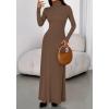 imageBTFBM Womens Dresses Long Sleeve Turtle Neck Stretchy Knit Long Maxi Semi Formal Party Fall Wedding Guest Dress 2025Brown