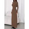 imageBTFBM Womens Dresses Long Sleeve Turtle Neck Stretchy Knit Long Maxi Semi Formal Party Fall Wedding Guest Dress 2025Brown