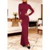 imageBTFBM Womens Dresses Long Sleeve Turtle Neck Stretchy Knit Long Maxi Semi Formal Party Fall Wedding Guest Dress 2025Burgundy