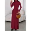 imageBTFBM Womens Dresses Long Sleeve Turtle Neck Stretchy Knit Long Maxi Semi Formal Party Fall Wedding Guest Dress 2025Burgundy