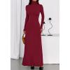 imageBTFBM Womens Dresses Long Sleeve Turtle Neck Stretchy Knit Long Maxi Semi Formal Party Fall Wedding Guest Dress 2025Burgundy