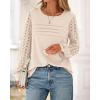 imageBTFBM Womens Long Sleeve Shirts Dressy Lace Fall Tops 2025 Trendy Business Casual TShirts Cute Work Outfits BlousesBeige