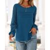 imageBTFBM Womens Long Sleeve Shirts Dressy Lace Fall Tops 2025 Trendy Business Casual TShirts Cute Work Outfits BlousesDark Lake Blue
