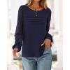 imageBTFBM Womens Long Sleeve Shirts Dressy Lace Fall Tops 2025 Trendy Business Casual TShirts Cute Work Outfits BlousesNavy Blue
