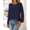 imageBTFBM Womens Long Sleeve Shirts Dressy Lace Fall Tops 2025 Trendy Business Casual TShirts Cute Work Outfits BlousesNavy Blue