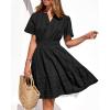 imageBTFBM Womens Spring 2026 Casual Mini Dresses Lightweight Short Sleeve V Neck Elastic Waist Cute Boho Beach Dress PocketsBlack