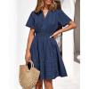 imageBTFBM Womens Spring 2026 Casual Mini Dresses Lightweight Short Sleeve V Neck Elastic Waist Cute Boho Beach Dress PocketsNavy Blue