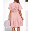 imageBTFBM Womens Spring 2026 Casual Mini Dresses Lightweight Short Sleeve V Neck Elastic Waist Cute Boho Beach Dress PocketsPink