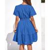 imageBTFBM Womens Spring 2026 Casual Mini Dresses Lightweight Short Sleeve V Neck Elastic Waist Cute Boho Beach Dress PocketsRoyal Blue