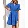 imageBTFBM Womens Spring 2026 Casual Mini Dresses Lightweight Short Sleeve V Neck Elastic Waist Cute Boho Beach Dress PocketsRoyal Blue