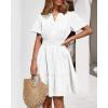 imageBTFBM Womens Spring 2026 Casual Mini Dresses Lightweight Short Sleeve V Neck Elastic Waist Cute Boho Beach Dress PocketsWhite