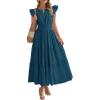 imageBTFBM Dresses for Women Spring 2026 Maxi Casual Dress Flutter Short Sleeve V Neck Elastic Waist Boho Beach Vacation PocketsLake Blue