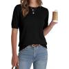 imageBTFBM Short Sleeve Sweater for Women Spring Tops Crew Neck Lightweight Pullover Loose Dressy Casual Blouse Basic ClothesBlack