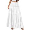 imageBTFBM Skirts for Women 2026 Summer Boho Beach Vacation Clothes Casual Pleated High Waisted Flowy Maxi SkirtWhite
