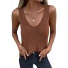 imageBTFBM Sweater Vest Women 2026 Spring Summer Sleeveless V Neck Ribbed Knit Basic Loose Fit Tank Tops Vacation OutfitsBrown