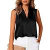 imageBTFBM Tank Top for Women 2026 Summer Satin V Neck Pleated Sleeveless Blouses Dressy Casual Work Business Casual OutfitsBlack