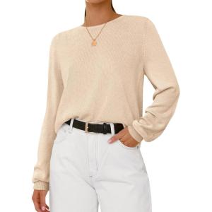 imageBTFBM Oversized Sweaters for Women 2025 Fall Casual Fashion Long Sleeve Tops Ribbed Knit Basic Pullover Winter ClothingApricot