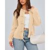 imageBTFBM Bow Cardigan Sweaters for Women Trendy 2025 Fall Winter Open Front Long Sleeve Button Down Cropped Lady JacketBeige