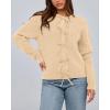 imageBTFBM Bow Cardigan Sweaters for Women Trendy 2025 Fall Winter Open Front Long Sleeve Button Down Cropped Lady JacketBeige
