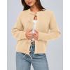 imageBTFBM Bow Cardigan Sweaters for Women Trendy 2025 Fall Winter Open Front Long Sleeve Button Down Cropped Lady JacketBeige