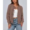 imageBTFBM Bow Cardigan Sweaters for Women Trendy 2025 Fall Winter Open Front Long Sleeve Button Down Cropped Lady JacketBrown