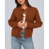 imageBTFBM Bow Cardigan Sweaters for Women Trendy 2025 Fall Winter Open Front Long Sleeve Button Down Cropped Lady JacketCaramel