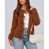 imageBTFBM Bow Cardigan Sweaters for Women Trendy 2025 Fall Winter Open Front Long Sleeve Button Down Cropped Lady JacketCaramel