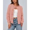 imageBTFBM Bow Cardigan Sweaters for Women Trendy 2025 Fall Winter Open Front Long Sleeve Button Down Cropped Lady JacketPink