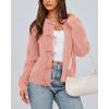 imageBTFBM Bow Cardigan Sweaters for Women Trendy 2025 Fall Winter Open Front Long Sleeve Button Down Cropped Lady JacketPink