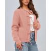 imageBTFBM Bow Cardigan Sweaters for Women Trendy 2025 Fall Winter Open Front Long Sleeve Button Down Cropped Lady JacketPink