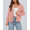 imageBTFBM Bow Cardigan Sweaters for Women Trendy 2025 Fall Winter Open Front Long Sleeve Button Down Cropped Lady JacketPink